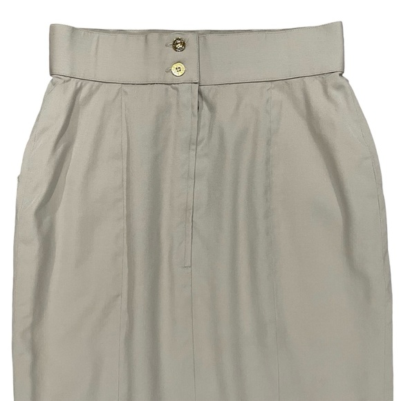 CHANEL Khaki Wool High Waist Vintage Skirt US 0 FR 30 - Picture 5 of 14